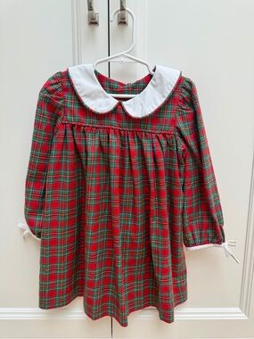 Shrimp & Grits Kids Red Tartan Plaid Peter Pan Collar Holiday Dress 4T EUC